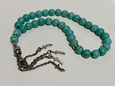 təşbeh: Təbii firuzə daşından təsbeh - Material: firuzə - Boncuk ölçüsü — 10
