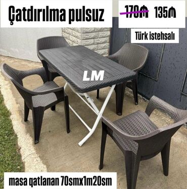 Masa və oturacaq dəstləri: Balkon üçün, Yeni, Kvadrat masa, 4 stul