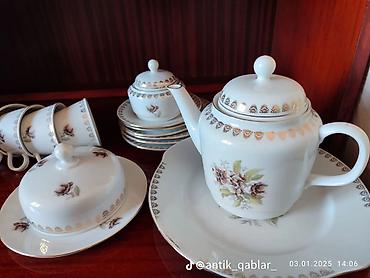 nabor hacar: Çay dəsti, rəng - Ağ, Farfor, 6 nəfərlik, Almaniya — 5