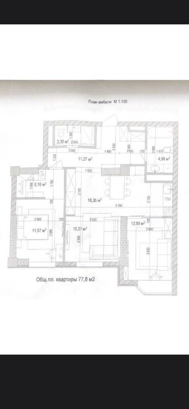 элитный кофе: 3 комнаты, 77 м², Элитка, 8 этаж, ПСО (под самоотделку)