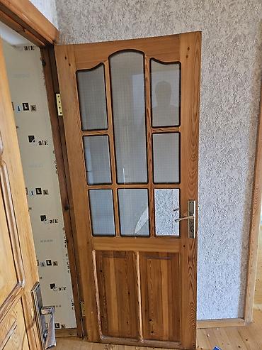 samdanlar: Taxta şüşəli otaq qapıları - Material: təbii ağac (şam teksturası) — 1