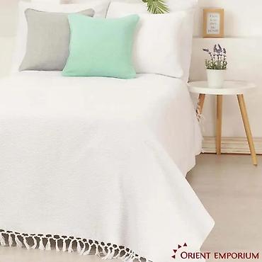 Ćebad i pokrivači: Prekrivač za krevet – jednostavan tkan, sa resama na ivicama - — 14