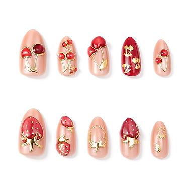 dream touch: Set od 30 presovanih noktiju – “Cherry & Strawberry” dizajn - — 5