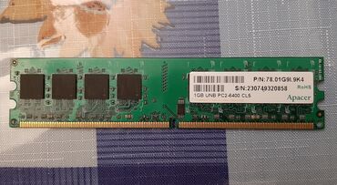 Operativ yaddaş (RAM): Operativ yaddaş (RAM) Apacer, 1 GB, < 1333 Mhz, DDR2, PC üçün, İşlənmiş