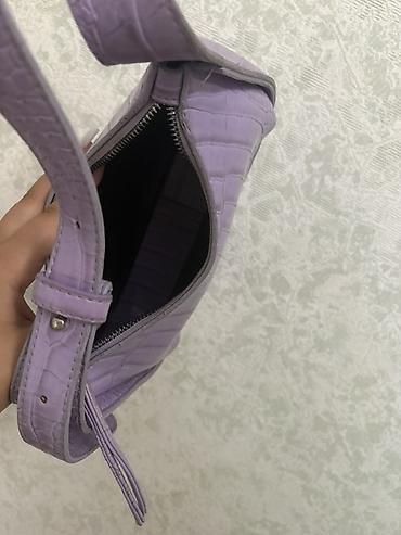 asus canta: Bənövşəyi rəngli mini çiyin çantası - Material: krokodil fakturalı — 2