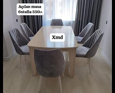 Masa və oturacaq dəstləri: Yemək masası və 6 ədəd stul dəsti - Komplekt: 1 ədəd dikdörtgan masa — 208