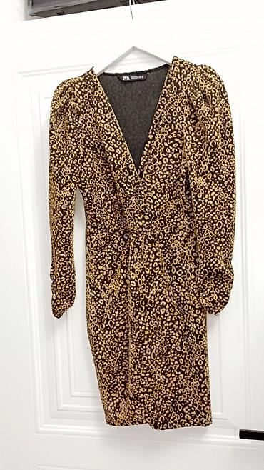 xx woman: Zara Woman qısa don - Dizayn: Qızılı-sarı leopard naxışlı, qara fon — 1
