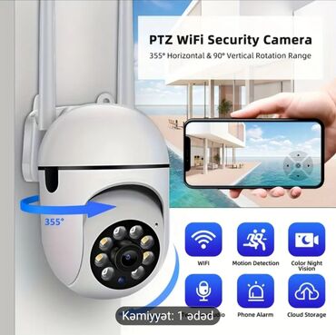 kofe qabı: PTZ WiFi təhlükəsizlik kamerası 355° üfüqi və 90° şaquli fırlanma