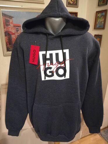 boss odelo musko: Sweatshirt, 2XL (EU 56), Hugo Boss, color - Grey, With a hood