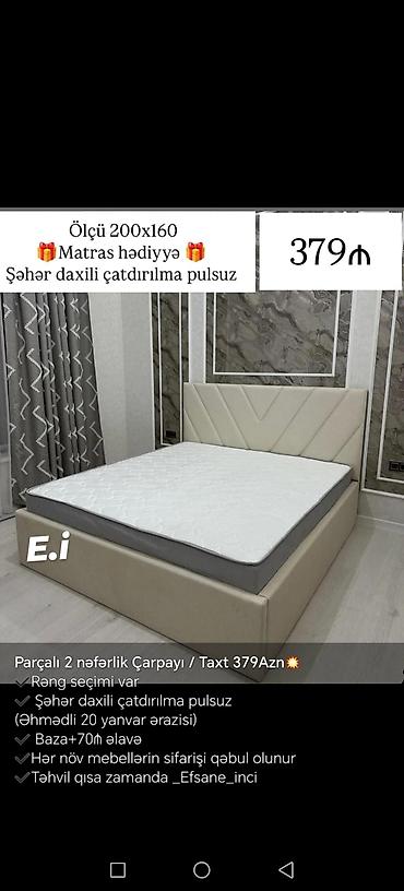 matras gence: Parçalı 2 nəfərlik çarpayı/taxt - Ölçü: 200x160 sm - Matras hədiyyə - — 5