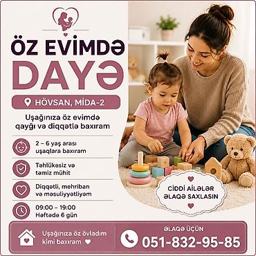 dayəlik: Öz evimdə dayə xidməti – Hövsan, MİDA-2 - 2–6 yaş arası uşaqlara — 1