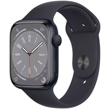 Smart saatlar: Apple Watch 8 45mm Midnight Aluminum case Midnight Sport Band. Yeni və