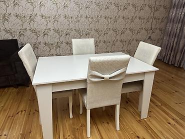 islenmis sifer satilir: Для кухни, Б/у, Нераскладной, Прямоугольный стол, 4 стула — 1