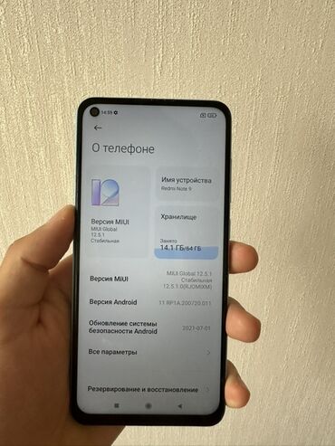 оперативная память ddr3 для ноутбука: Redmi, Redmi Note 9, Б/у, 64 ГБ, цвет - Голубой