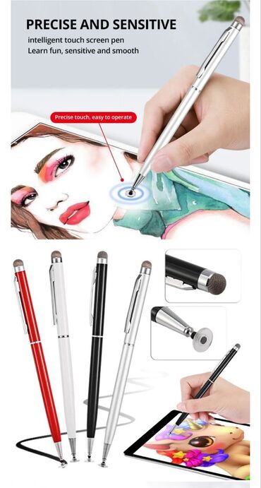 Stiluslar: Qırmızı, qara ağ və boz rənglərdə olan bu universal stylus qələmləri — 2