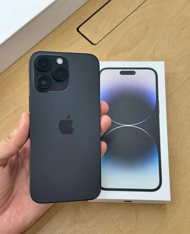 Apple iPhone: IPhone 14 Pro Max, 128 GB, Black Titanium, Simsiz şarj, Face ID, Sənədlərlə