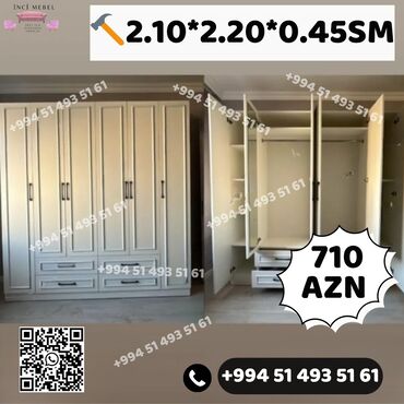 Dolablar: Yeni, Açılan, 4 qapılı Düz dolab, Qarderob, paltar dolabı, Azərbaycan — 17