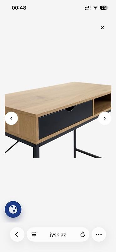 Офисная мебель на заказ: Minimalist iş masası – ağac teksturalı üst səth, qara metal karkas — 2