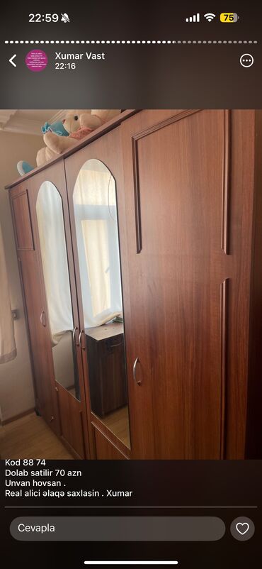 Divan və masa dəstləri: İşlənmiş, Açılan, Düz dolab, Qarderob, paltar dolabı