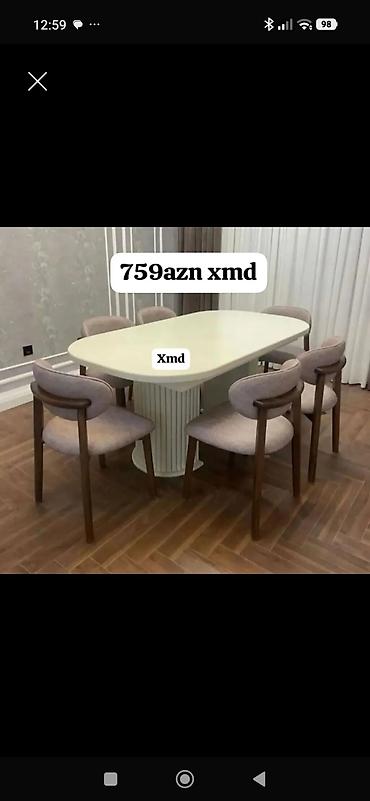 Yemək/Qonaq otağı üçün masa və 6 ədəd stul dəsti. - Masa: oval lalafo.az -da Yemək/Qonaq otağı üçün masa və 6 ədəd stul dəsti. - Masa: oval