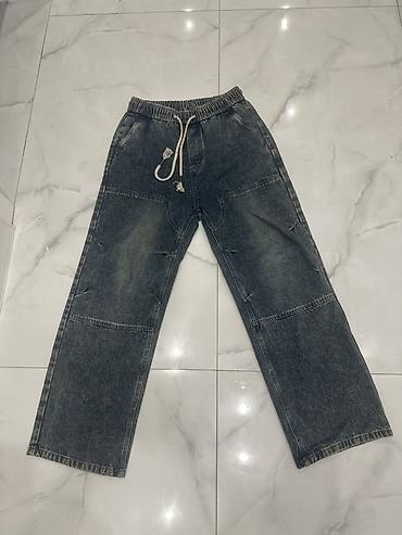 Unisex geniş kəsimli cins şalvar - Material: qalın denim (pambıq lalafo.az -da Unisex geniş kəsimli cins şalvar - Material: qalın denim (pambıq