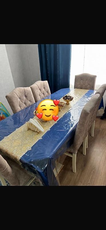 ikinci el metbext: Qonaq otağı üçün, İşlənmiş, Açılmayan, Dördbucaq masa, 6 stul — 4