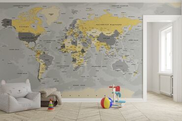 Фотообои: Фотообои для детской комнаты - Карта мира Четка и яркое качество - — 10
