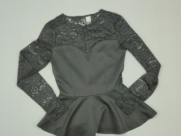 czarne bluzki damskie z długim rękawem: Blouse, H&M, S (EU 36), condition - Very good