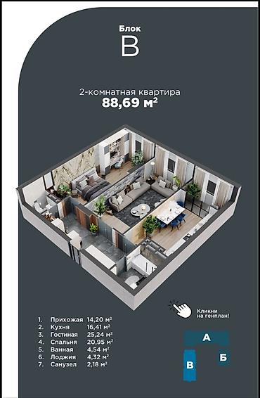 Продажа квартир: 2 комнаты, 88 м², Политех Элитка, 5 этаж, ПСО (под самоотделку) — 2