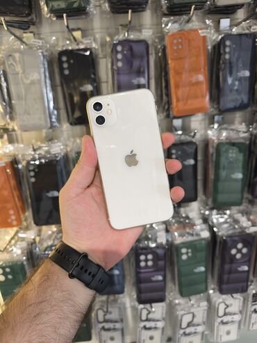 Apple iPhone: IPhone 11, 64 GB, White Titanium, Zəmanət, Face ID, Sənədlərlə