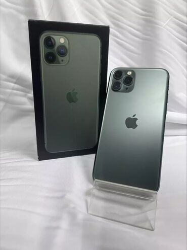 Apple iPhone: IPhone 11 Pro, Б/у, 64 ГБ, Зеленый, Защитное стекло, Чехол, Коробка, 75 %