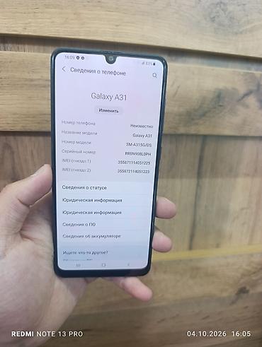 Samsung Galaxy A31, Б/у, 128 ГБ, 2 SIM