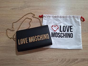 Torbe: Love Moschino crna original torbica s lančićem Prelepa crna elegantna — 10