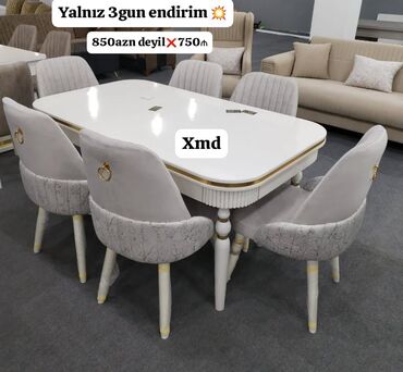 столешница для стола на заказ: Qonaq otağı üçün, Yeni, 6 stul