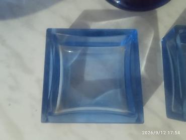 Mavi şüşə qablar dəsti - Material: rəngli şüşə - Rəng: kobalt-mavi