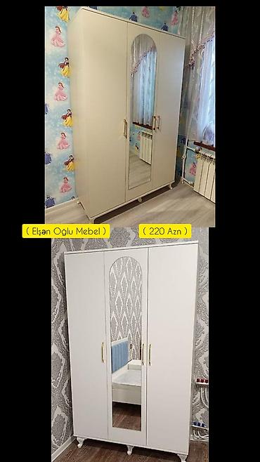 Yeni, 3 qapılı, Güzgülü, Ağ, Açılan, Düz dolab