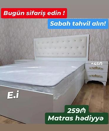 Ağ rəngli yataq dəsti: - Yumşaq, düyməli başlıqla dizayn edilmiş lalafo.az -da Ağ rəngli yataq dəsti: - Yumşaq, düyməli başlıqla dizayn edilmiş