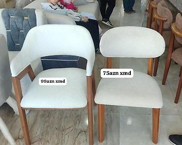 Stullar: Ağ rəngli yumşaq toxumalı oturacaqlı taxta stullar. Model 1 (solda) — 1