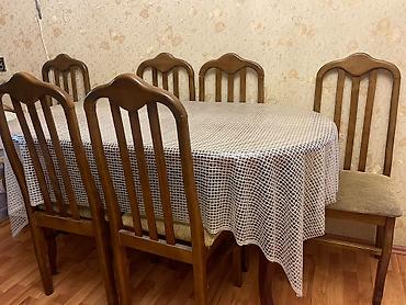 şabalıd ağacı: Ağac yemək otağı dəsti - Komlekt: 1 oval masa + 6 stul - Material — 1