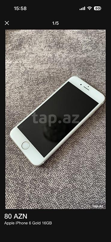 iphone 4s adapter: IPhone 6, 16 GB, Qızılı, Barmaq izi — 5