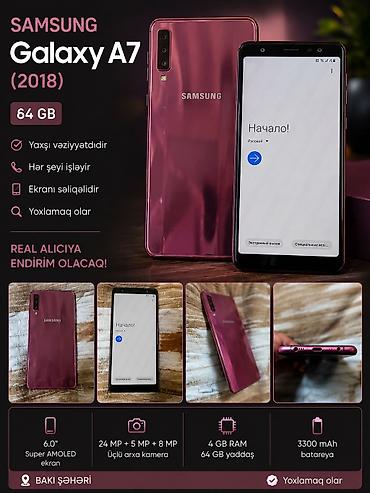 samsung 2018: Samsung Galaxy A7 2018, 64 GB, rəng - Çəhrayı — 4