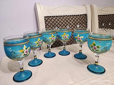 Qab-qacaq və mətbəx ləvazimatları: Qədəhlər, rəng - Mavi, Şüşə, 6 ədədli dəst — 1