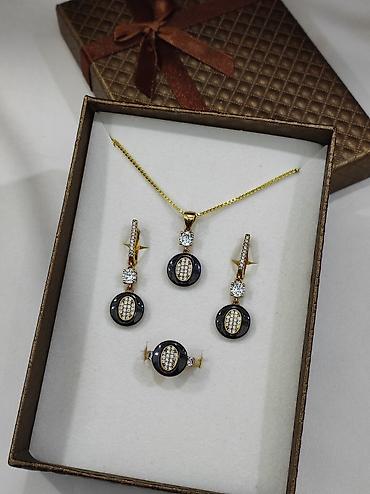 Серебряные наборы украшений: Серебряный Набор+ Цепочка Серебро МС напыление жёлтое золото 925 — 9