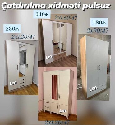 paltar şkafları: Qarderob, paltar dolabı, Yeni, 2 qapılı, Açılan, Düz dolab