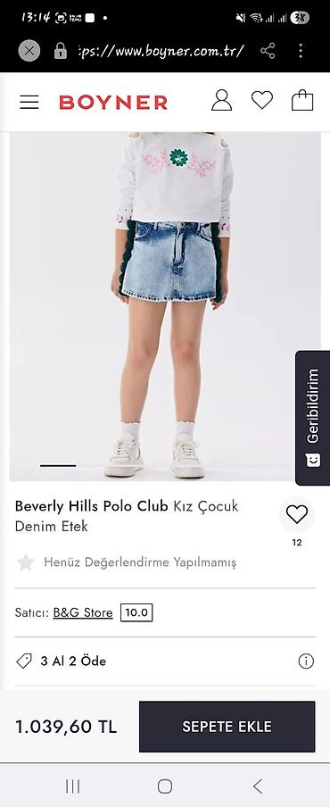 b koynəyi var: Beverly Hills Polo Club qız uşaqları üçün dəst - Denim ətək — 4