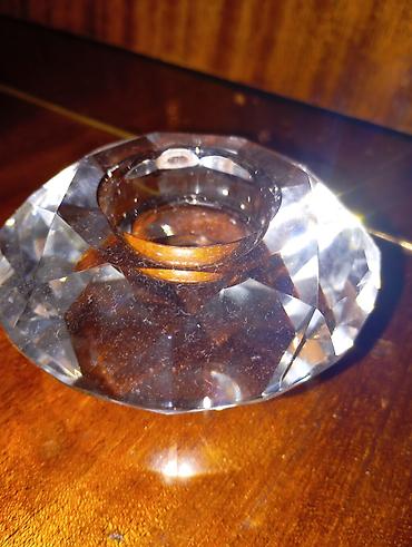 Kristal şamaltı (şamdan tutacağı) - Material: şəffaf kəsimli