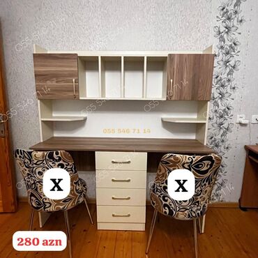 Yataq otağı dəstləri: Oğlan və qız üçün, Yeni, Yazı masası, Stullar ilə
