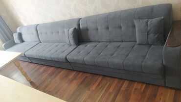 двухъярусная кровать для взрослых с диваном: Цвет - Серый, Новый