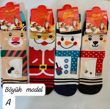 Kolqotkalar, corablar: Yeni il temalı corablar – 35-40 ölçü aralığı - Dizaynlar: Santa — 9