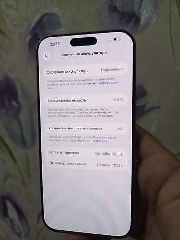 kyrgyz: IPhone 17 Pro Max, Б/у, 256 ГБ, Оранжевый, Коробка, 96 % — 3